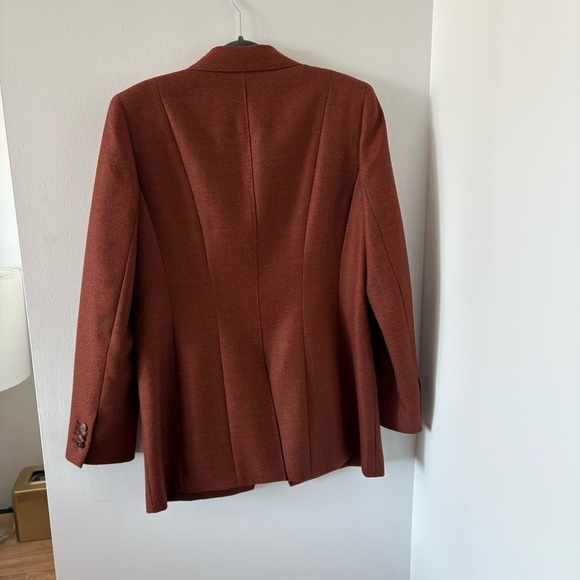 Lafayette 148 New York Wool & Silk Blend Jacqueline Blazer In Rust Brown US 6 - Picture 4 of 13